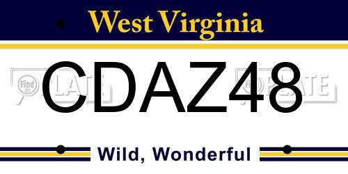 CDAZ48 West Virginia License Plate