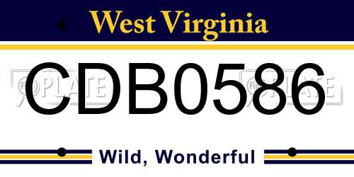 CDB0586 West Virginia License Plate