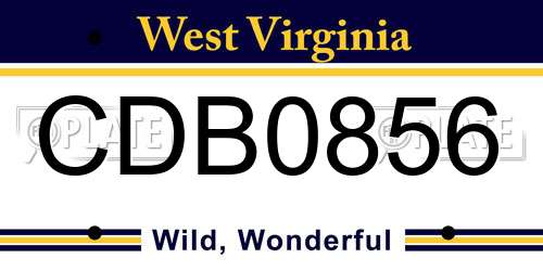 CDB0856 West Virginia License Plate