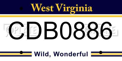 CDB0886 West Virginia License Plate