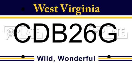 CDB26G West Virginia License Plate