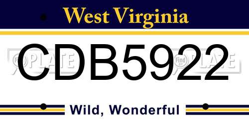 CDB5922 West Virginia License Plate