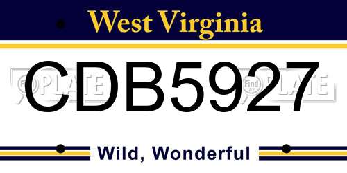 CDB5927 West Virginia License Plate