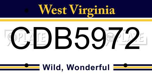 CDB5972 West Virginia License Plate