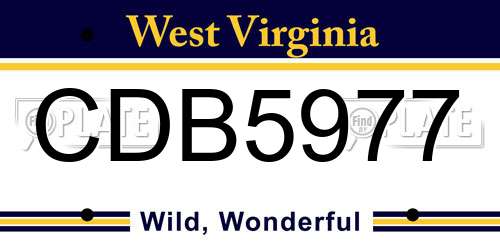 CDB5977 West Virginia License Plate