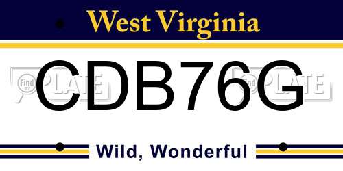 CDB76G West Virginia License Plate