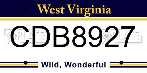 CDB8927 West Virginia License Plate