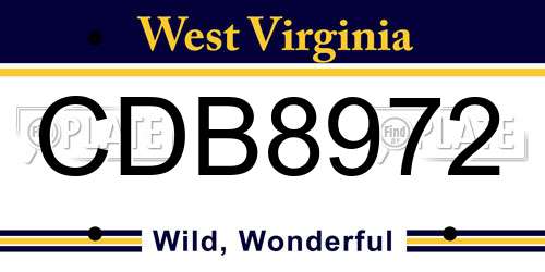 CDB8972 West Virginia License Plate