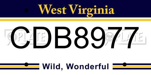 CDB8977 West Virginia License Plate