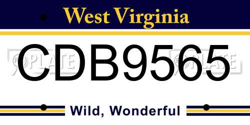 CDB9565 West Virginia License Plate