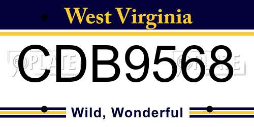 CDB9568 West Virginia License Plate