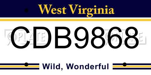 CDB9868 West Virginia License Plate