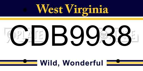CDB9938 West Virginia License Plate