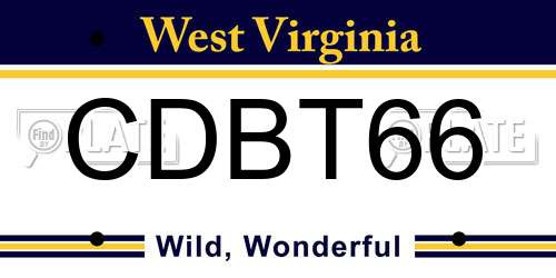 CDBT66 West Virginia License Plate