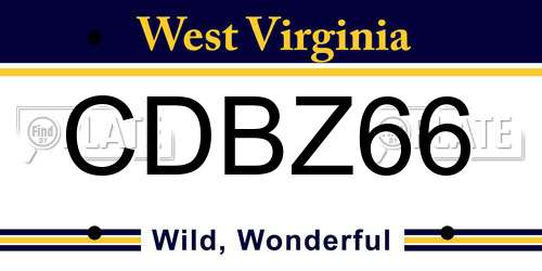 CDBZ66 West Virginia License Plate
