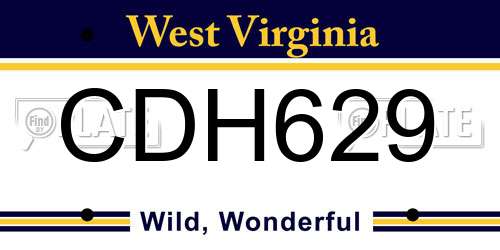 CDH629 West Virginia License Plate