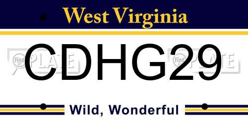 CDHG29 West Virginia License Plate