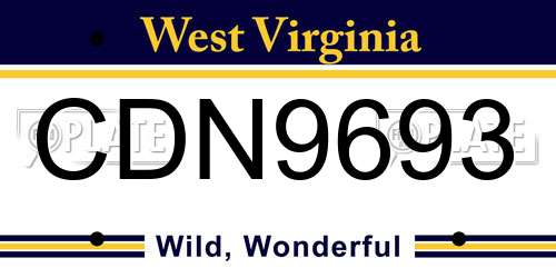 CDN9693 West Virginia License Plate