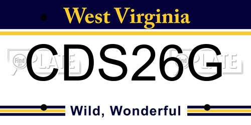 CDS26G West Virginia License Plate