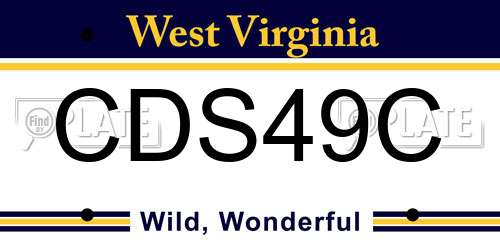 CDS49C West Virginia License Plate