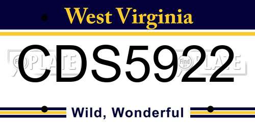 CDS5922 West Virginia License Plate