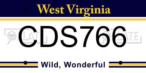 CDS766 West Virginia License Plate