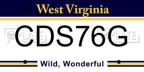 CDS76G West Virginia License Plate