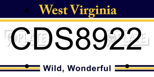 CDS8922 West Virginia License Plate