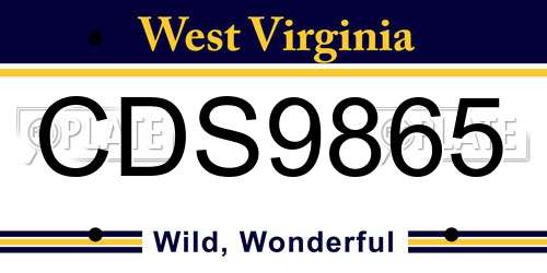 CDS9865 West Virginia License Plate