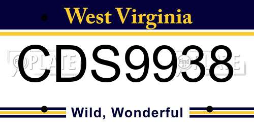CDS9938 West Virginia License Plate
