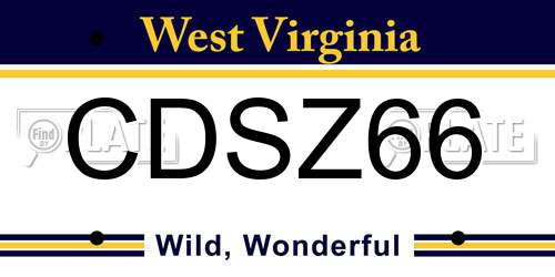 CDSZ66 West Virginia License Plate
