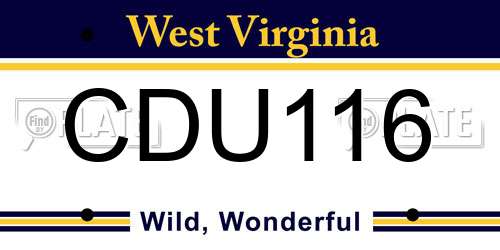 CDU116 West Virginia License Plate