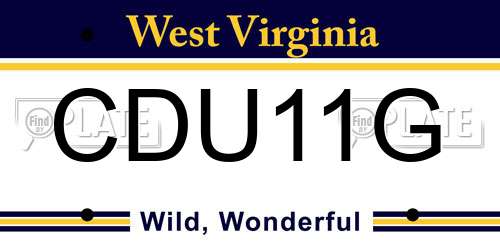CDU11G West Virginia License Plate