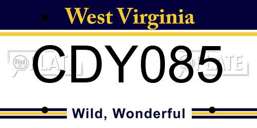 CDY085 West Virginia License Plate