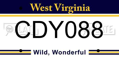 CDY088 West Virginia License Plate