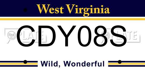 CDY08S West Virginia License Plate