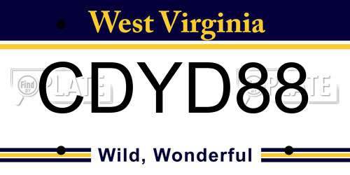 CDYD88 West Virginia License Plate