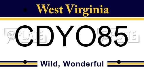 CDYO85 West Virginia License Plate