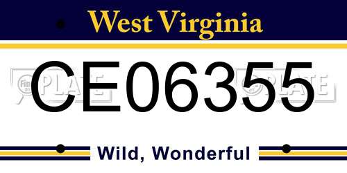 CE06355 West Virginia License Plate