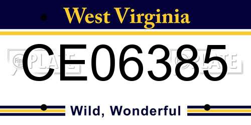 CE06385 West Virginia License Plate