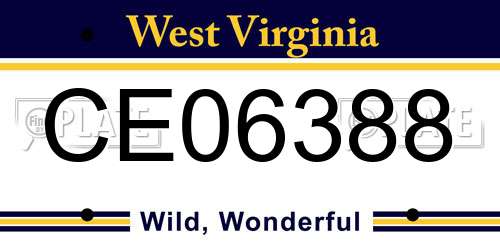 CE06388 West Virginia License Plate