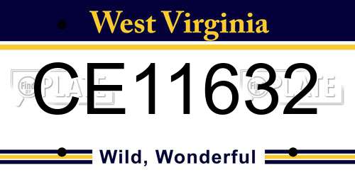 CE11632 West Virginia License Plate