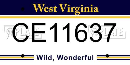 CE11637 West Virginia License Plate