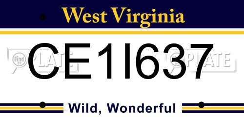 CE1I637 West Virginia License Plate