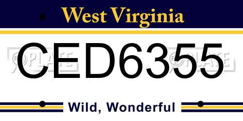 CED6355 West Virginia License Plate