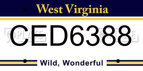 CED6388 West Virginia License Plate