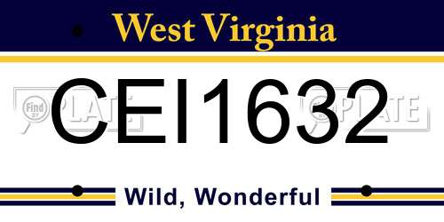CEI1632 West Virginia License Plate
