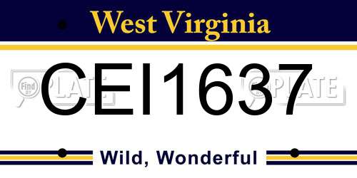 CEI1637 West Virginia License Plate