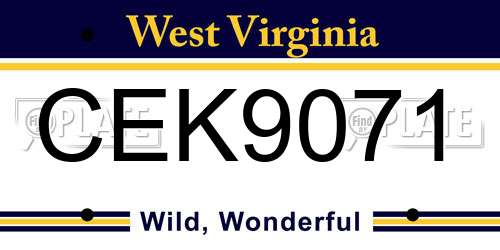 CEK9071 West Virginia License Plate