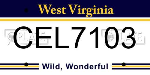 CEL7103 West Virginia License Plate